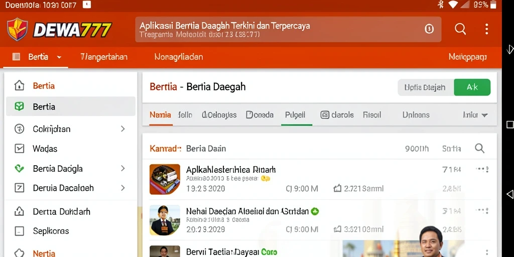 Antarmuka DEWA777 menampilkan berita daerah yang informatif dan menarik.