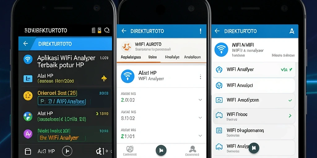 Tampilan antarmuka utama aplikasi DIREKTURTOTO dengan fungsi WiFi Analyzer.