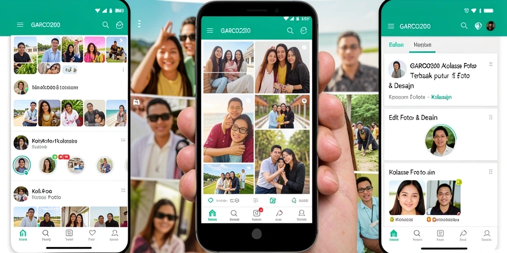 Screenshot utama GARCO200 menampilkan desain antarmuka kolase foto yang menarik.