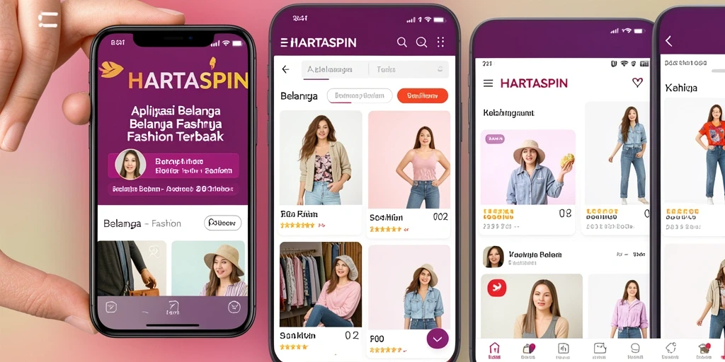 Tampilan antarmuka HARTASPIN yang user-friendly dan banyak pilihan fashion.