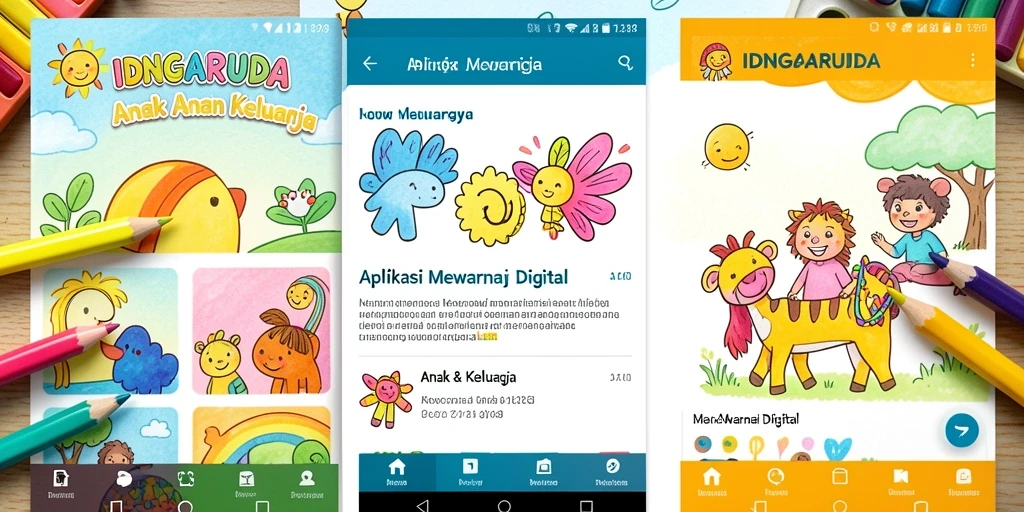 Antarmuka IDNGARUDA yang ramah anak dengan berbagai pilihan mewarnai.