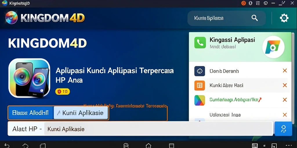 Antarmuka aplikasi Kunci Aplikasi KINGDOM4D yang modern dan ramah pengguna.