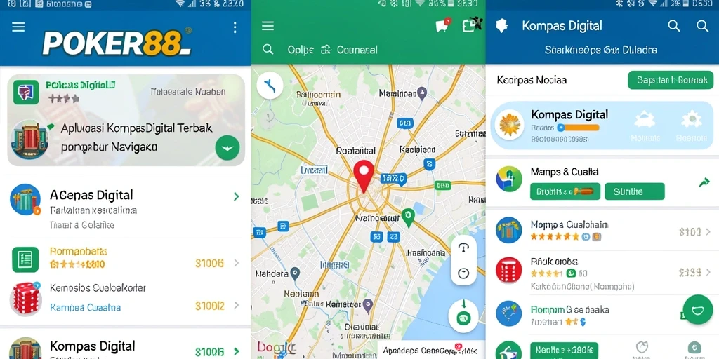 Screenshot antarmuka POKER88 yang menunjukkan kompas digital yang akurat.