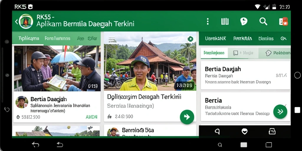 Antarmuka RK55 menampilkan berita daerah yang terstruktur dan mudah diakses.